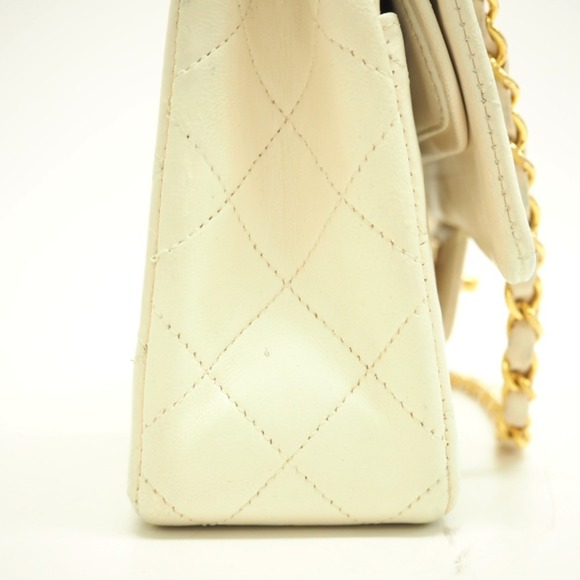 CHANEL Matelasse 23 Double Chain Flap Coco Mark Shoulder Bag White Ladies - Picture 3 of 10